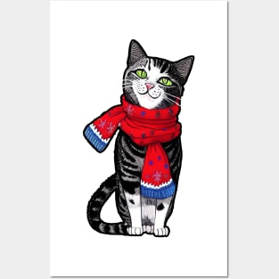 Cat in a scarf Posters and Art